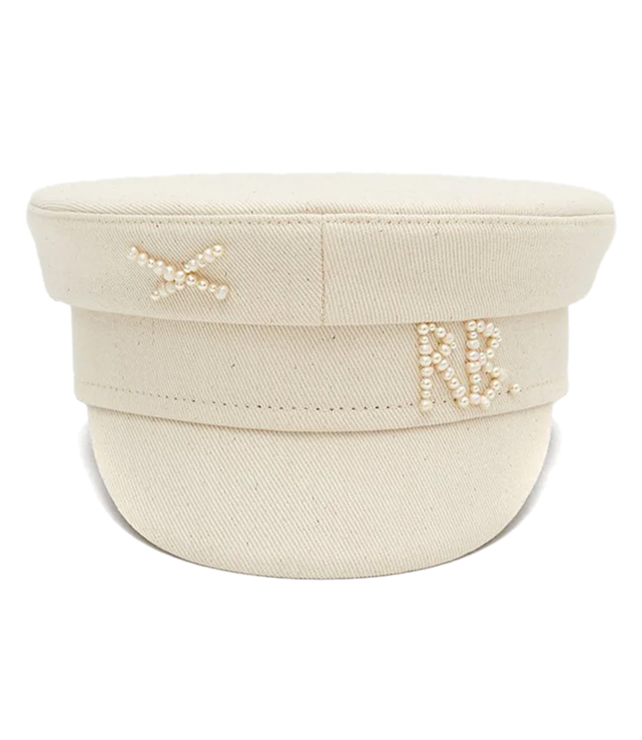 RUSLAN BAGINSKIY - PEARLS EMBELLISHED BAKER BOY HAT