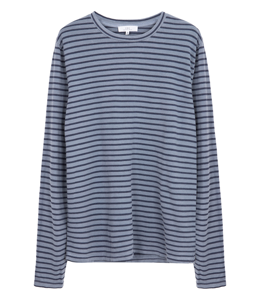 SAVE KHAKI - LS ORGANIC HEMP STRIPE CREW TEE