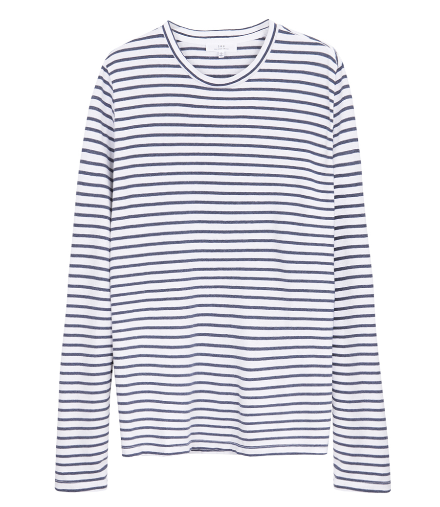 SAVE KHAKI - LS ORGANIC HEMP STRIPE CREW TEE