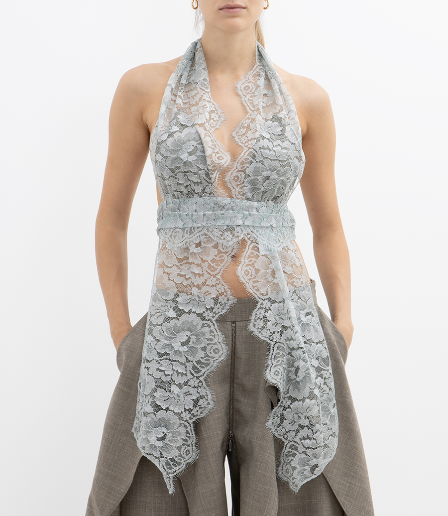 MOONLIT PATINA LACE SCARF TOP