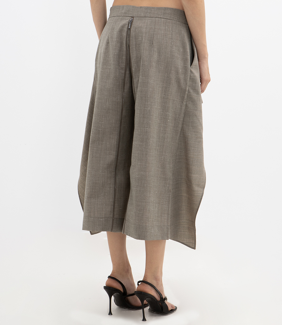 TROPICAL WOOL SPLIT TROUSER SKIRT