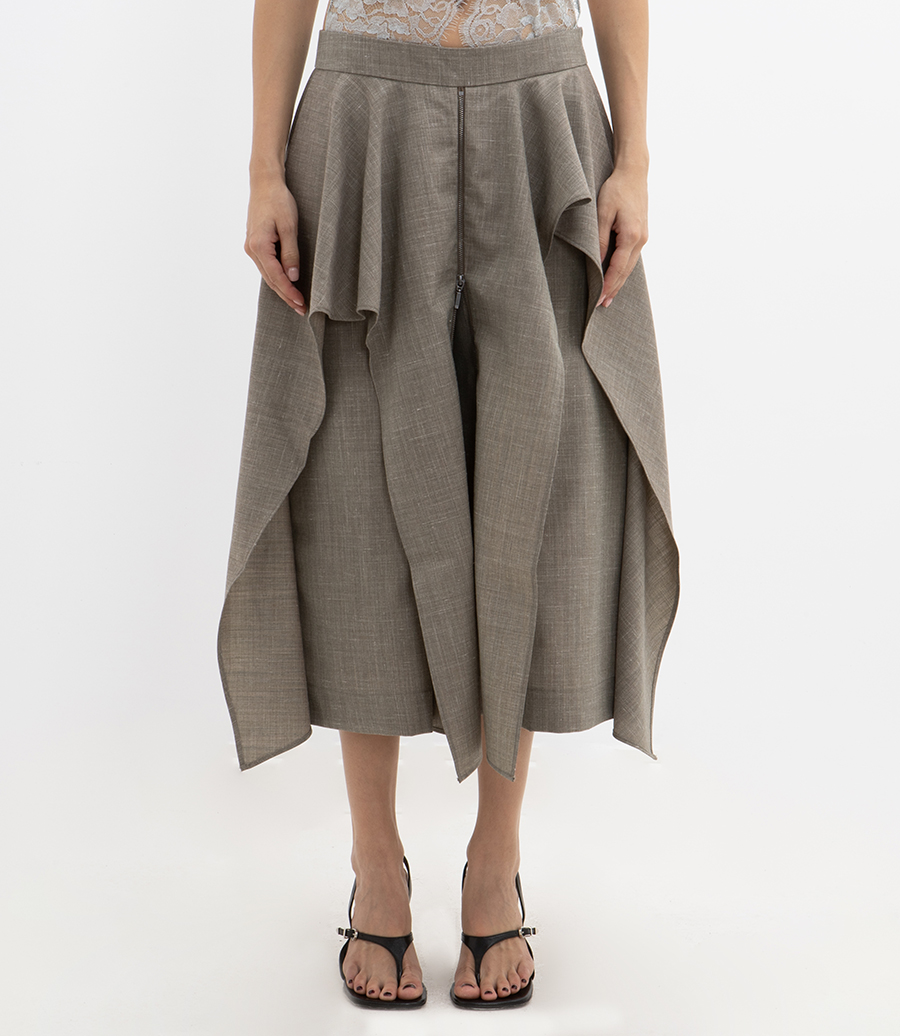 TROPICAL WOOL SPLIT TROUSER SKIRT