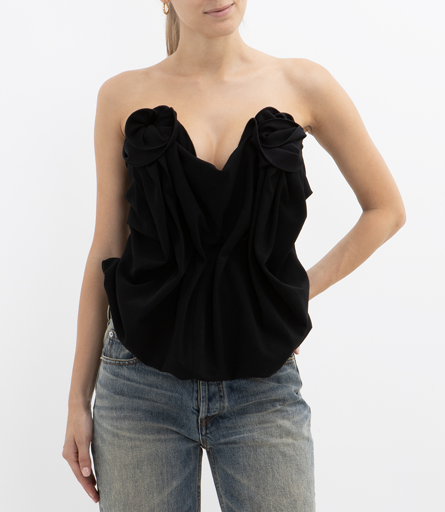 FLORAL DETAILED DRAPED CORSET