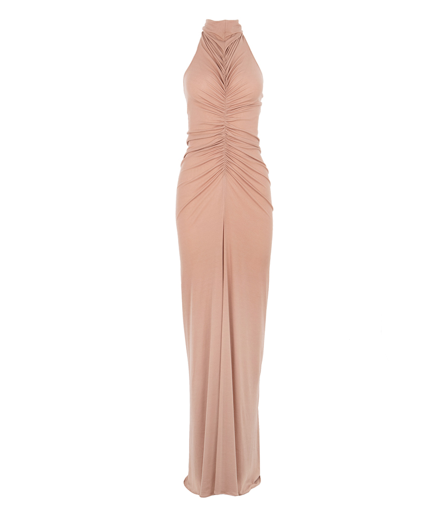ATLEIN - HALTER NECK FRONT RUCHED GOWN