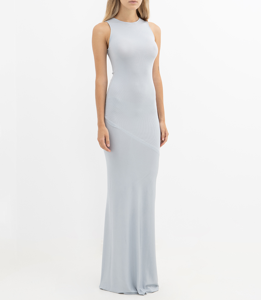 ASYMMETRIC RUCHED LONG DRESS
