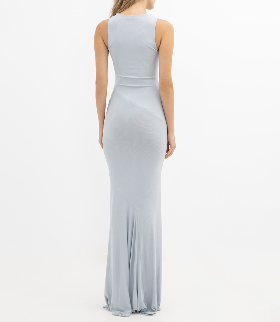 ASYMMETRIC RUCHED LONG DRESS