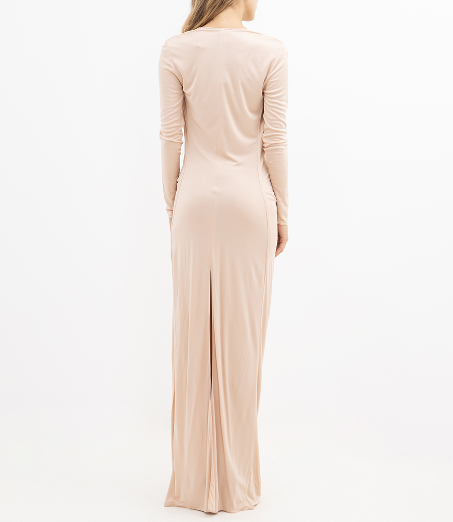 PLUNGE NECK LONG DRESS
