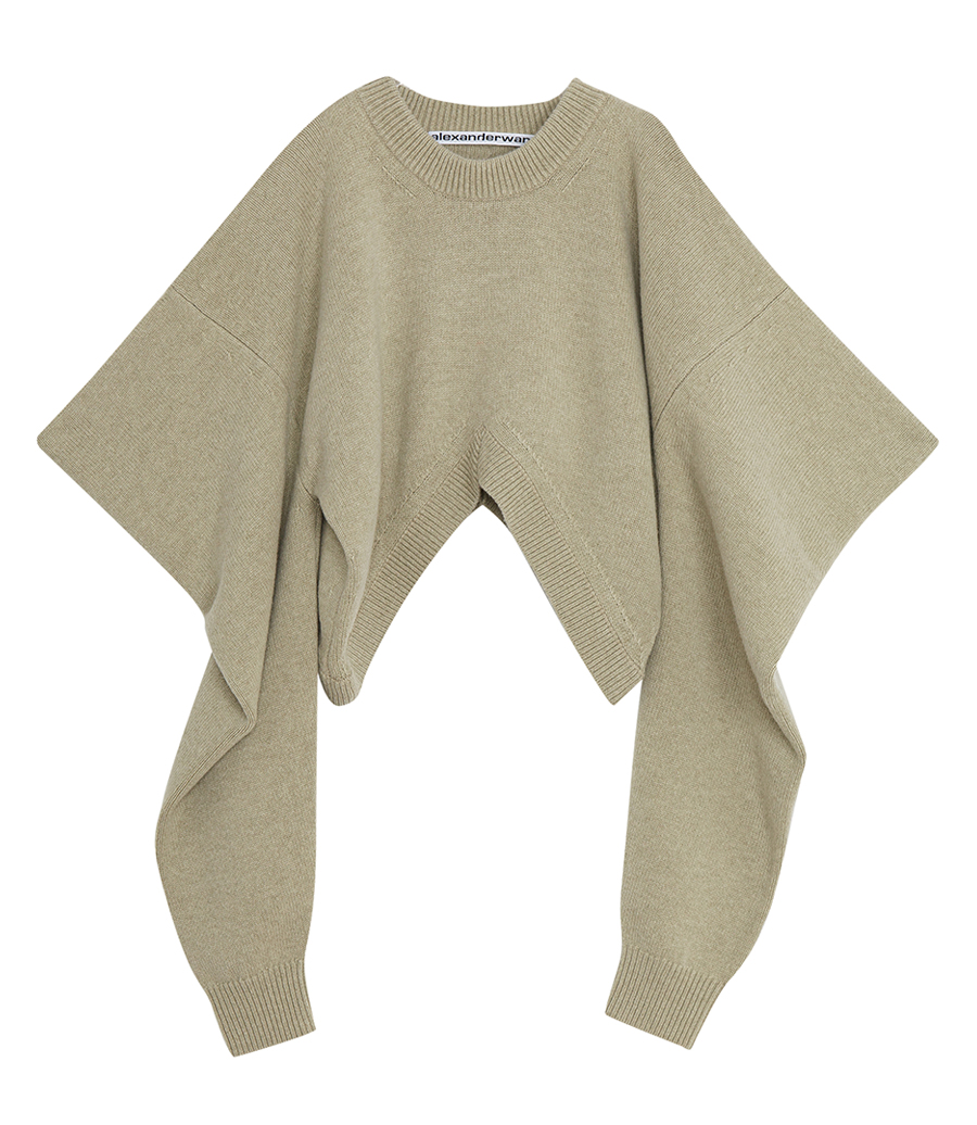 ALEXANDER WANG - INVERTED V-NECK SWEATER IN BOILED WOOL