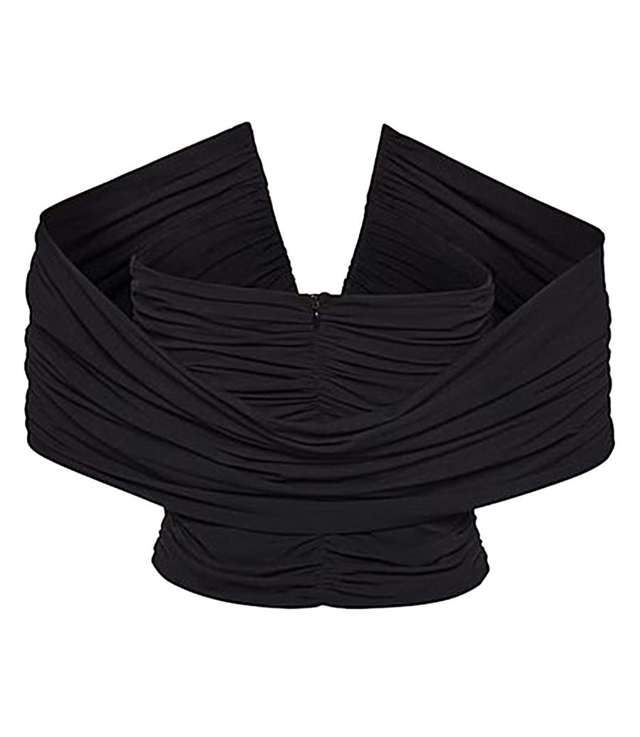 RUCHED V NECK WRAP BLOUSE