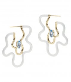 YELLOW GOLD SILVER FLOWER POWER HOOPS