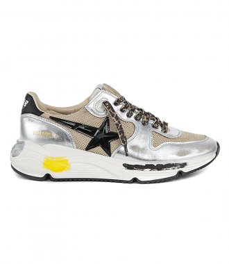 SNEAKERS - BEIGE & SILVER LAMINATED RUNNING