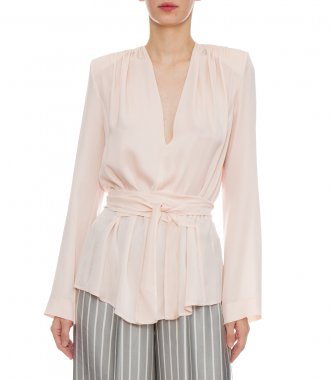 MAROCAIN DIAGONAL BELTED SHIRT
