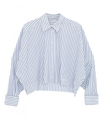 CLOTHES - STRIPED POPLIN CROPPED SHIRT