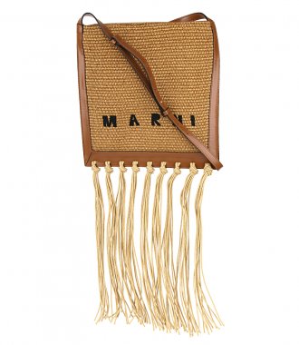 BAGS - FRINGE BAG IN RAFFIA AND FRINGED LEATHER