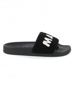 MARNI - RUBBER SANDAL WITH BLACK AND WHITE TERRY CLOTH UPPER