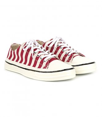 GOOEY LOW-TOP SNEAKERS IN STRIPED CANVAS WITH MARNI GRAFFITI