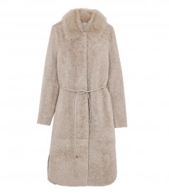 THEORY - SHIRTTAIL COAT IN SHEARLING