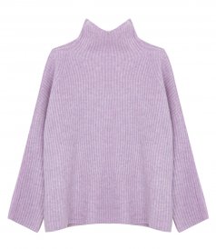 FUNNEL NECK PULLOVER WITH LACE DETAIL