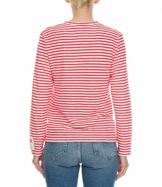 WHITE AND RED STRIPES LONG SLEEVE TEE