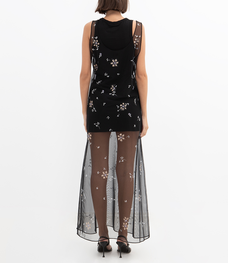 METAL FLOWER DETAILS DRESS