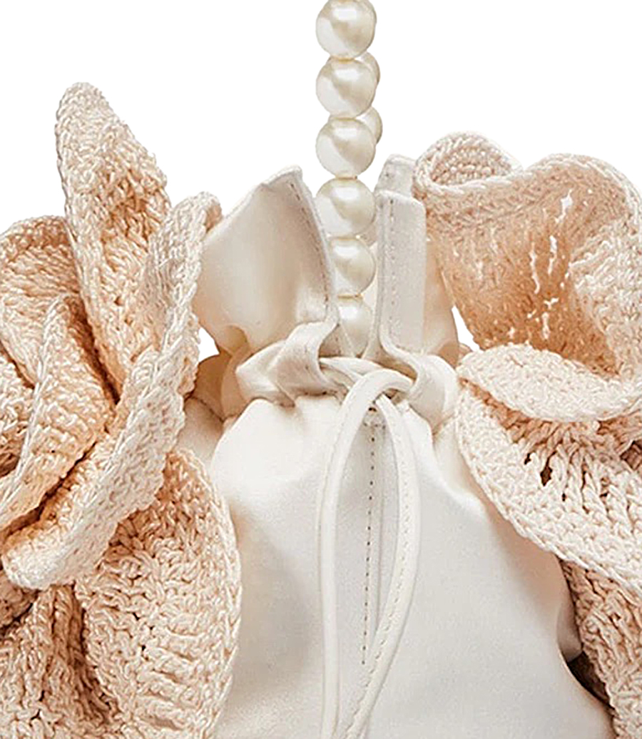 SMALL PEARL MAGDA BAG IN CREAM CROCHET