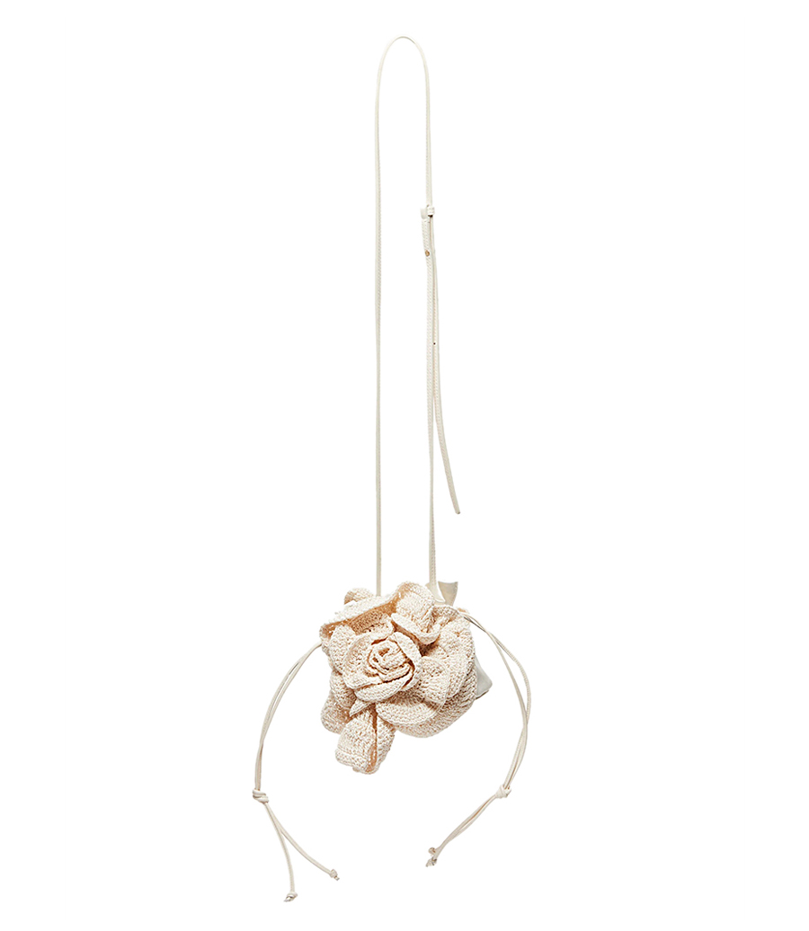 SMALL PEARL MAGDA BAG IN CREAM CROCHET