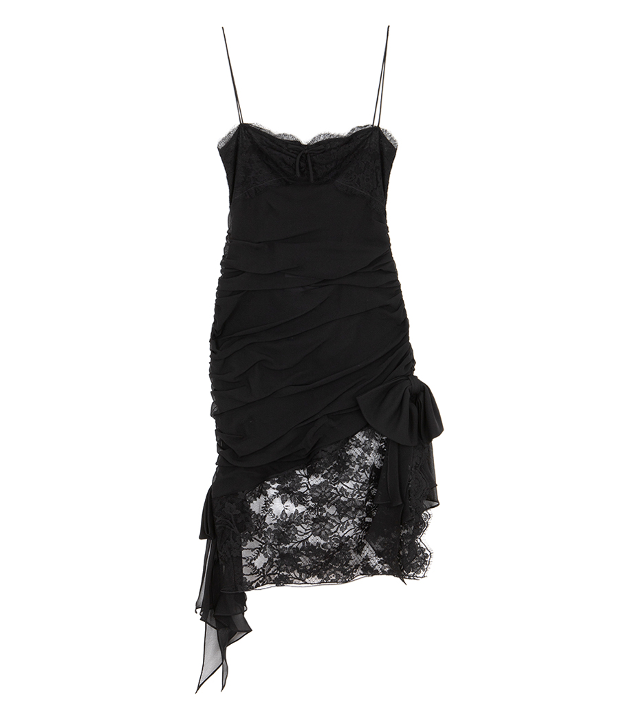 ALESSANDRA RICH - GEORGETTE  WITH LACES MINI DRESS