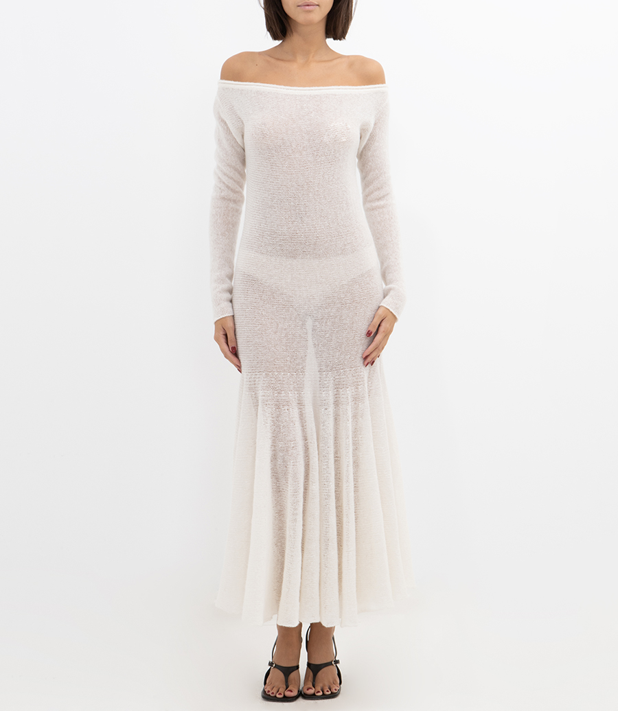 KNIT LONG DRESS WITH PLEATS