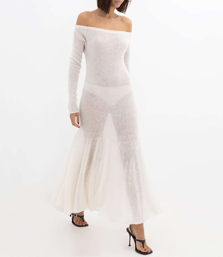 KNIT LONG DRESS WITH PLEATS