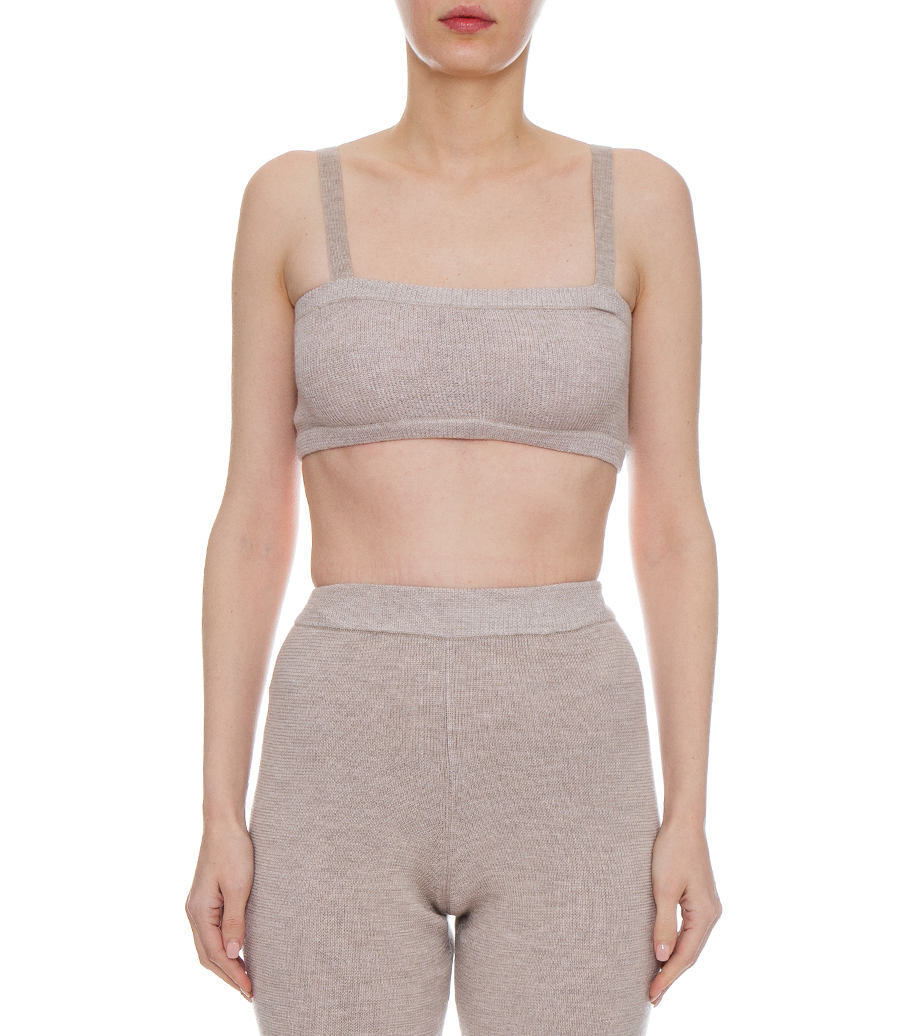 KNIT BRALETTE TOP IN BEIGE