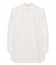 JUST IN - OVERSIZED SILK BUTTON DOWN SHIRT IN WHITE