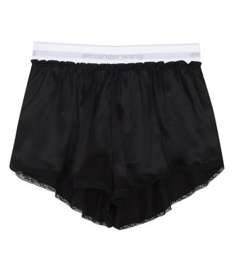 ALEXANDERWANG.T - NEGLIZEE SHORT WITH LACE TRIM AND LOGO ELASTIC