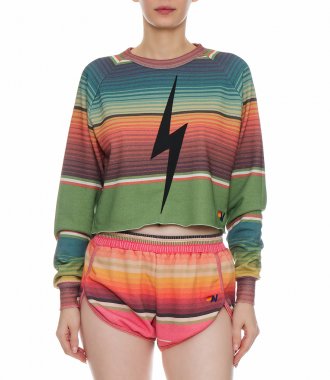 SERAPE BOLT STITCH CROPPED CREW SWEATSHIRT