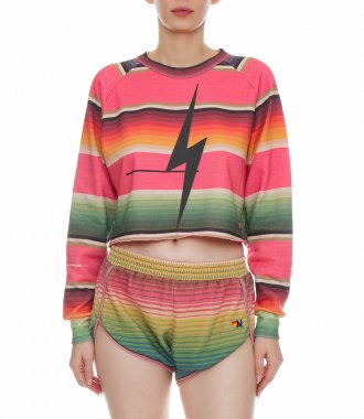 SERAPE BOLT STITCH CROPPED CREW SWEATSHIRT