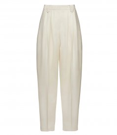 CASHMERE TAPERED PANTS IN CREAM