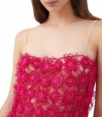 CROCHET FLOWER MINI SHIFT DRESS