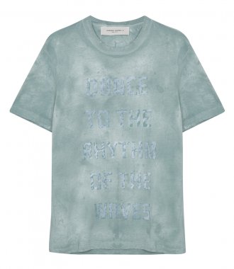 GOLDEN GOOSE  - GRAY JOURNEY T-SHIRT WITH TONE-ON-TONE LETTERING