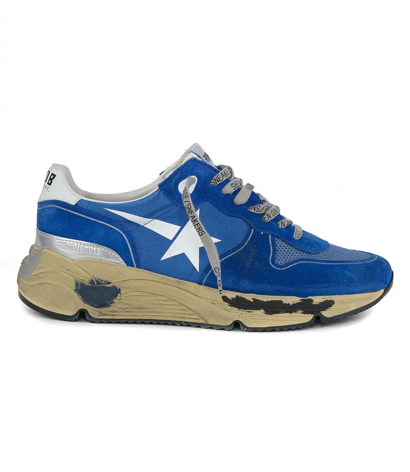 SNEAKERS - BLUE SATIN & SUEDE RUNNING SOLE