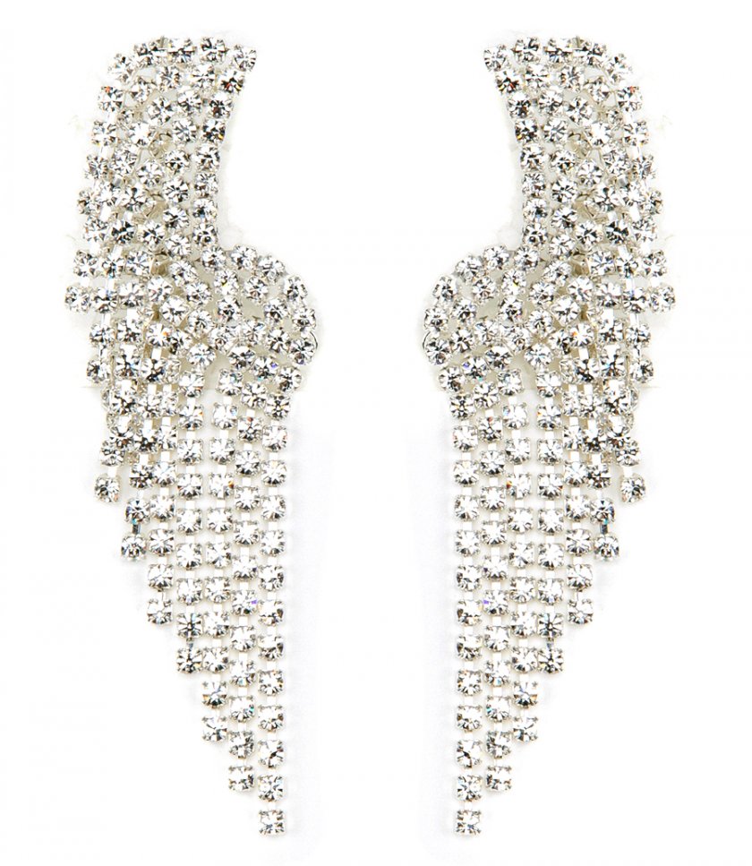 ACCESSORIES - CRYSTAL FRINGE CUFF EARRINGS IN SILVER