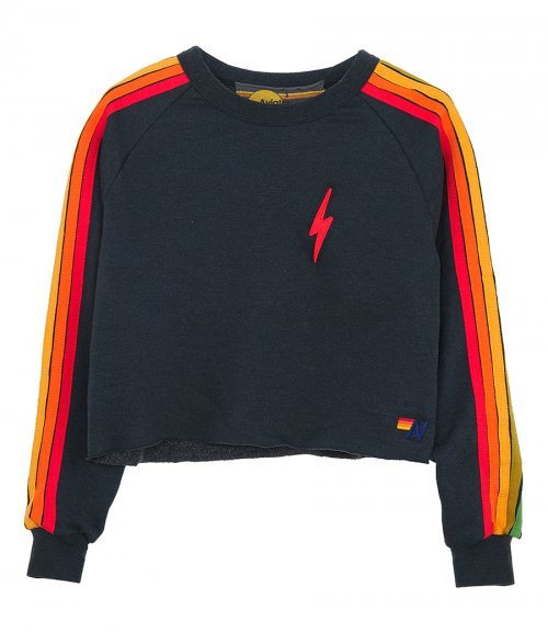 BOLT EMBROIDERY CLASSIC CROPPED CREW SWEATSHIRT