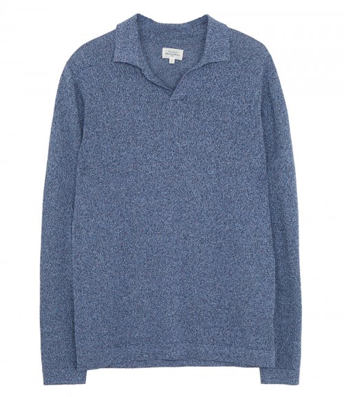 COTTON AND LINEN POLO LS