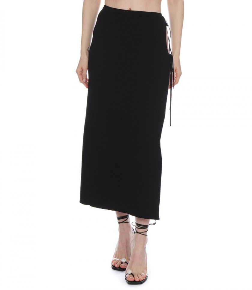 KNIT CUTOUT MIDI SKIRT