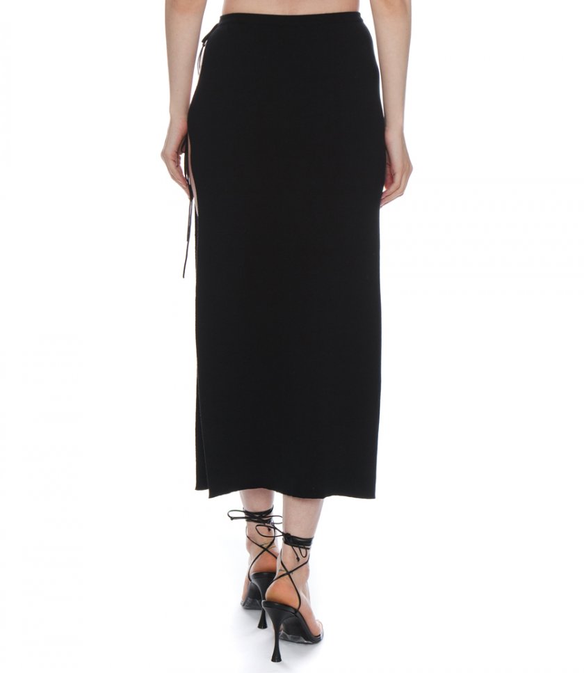 KNIT CUTOUT MIDI SKIRT