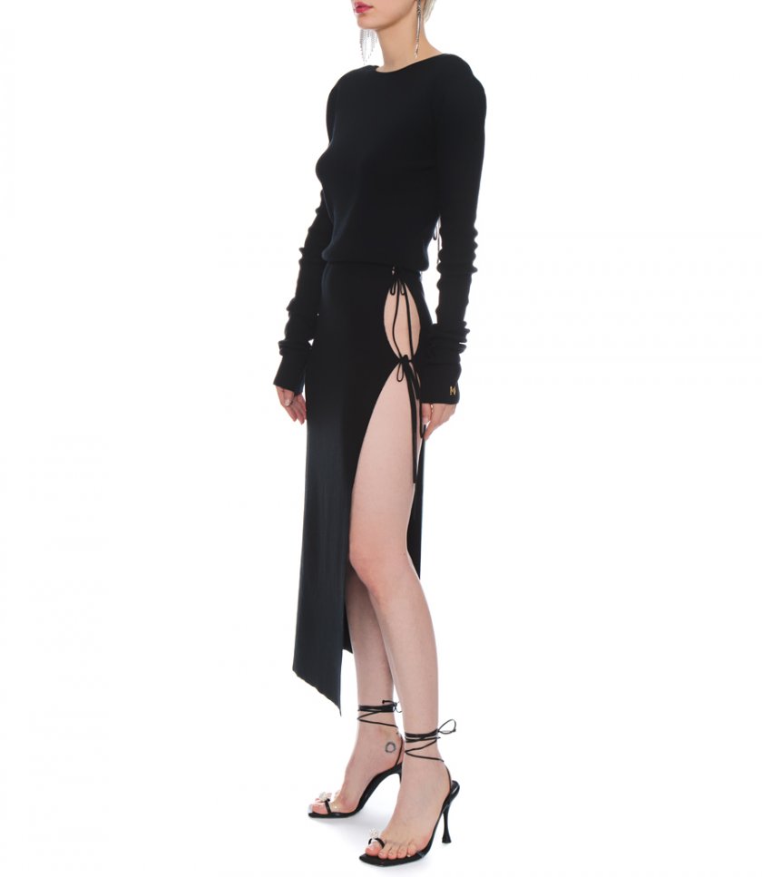 KNIT CUTOUT MIDI SKIRT