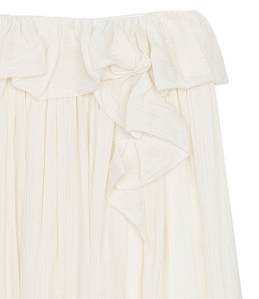 PLISSE VOILE PETAL DRAPE SKIRT