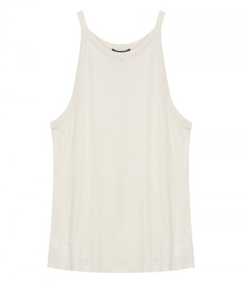 CROPPED HALTER TANK IN RIBBED KNIT