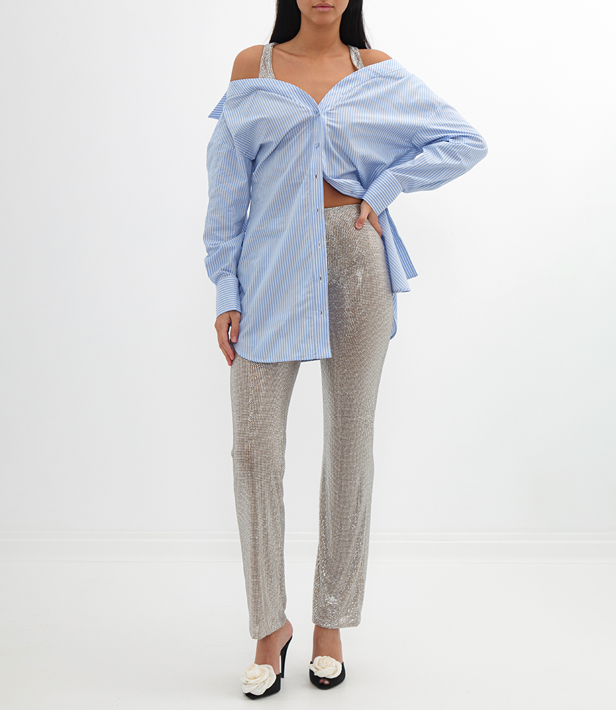 PANTALONE TEMPESTATO DA MICRO STRASS ALL-OVER