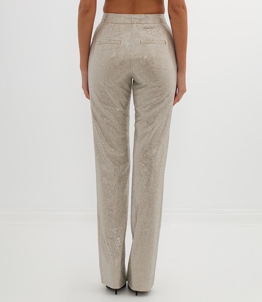 PANTALONE CON DECORAZIONE MICRO STRASS ALL-OVER