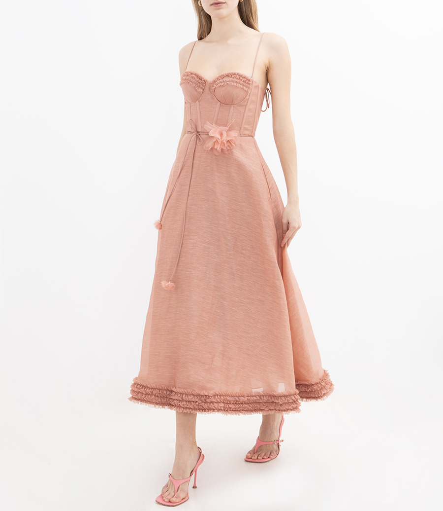 LUNA RUFFLE MIDI DRESS