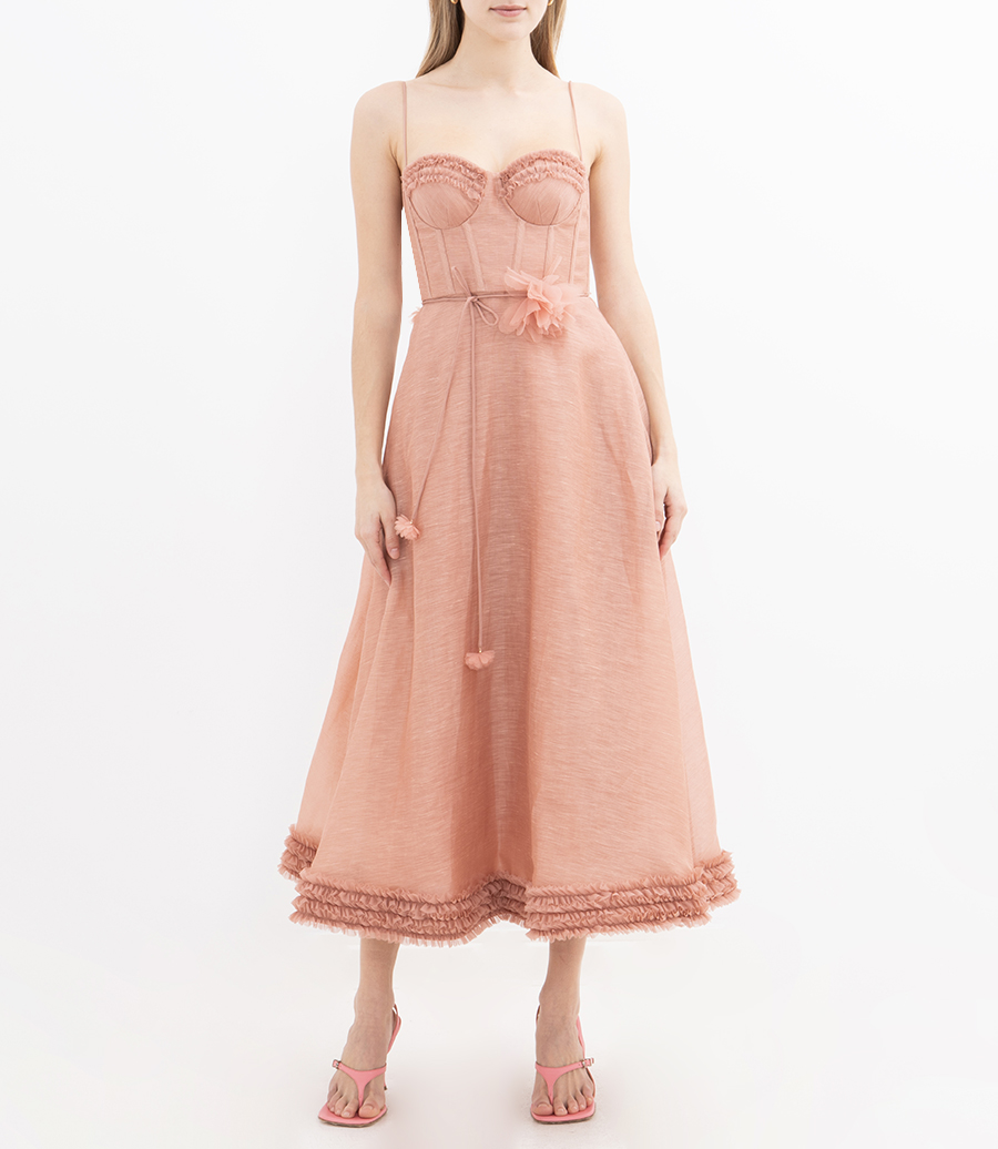 LUNA RUFFLE MIDI DRESS
